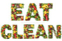 A graphic of the words eat clean