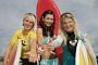 Three female surfers