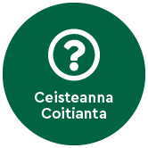 Text that reads ceisteanna coiteanna 