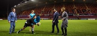 Visitors on the pitch at Thomond Park