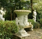 Classical urn in garden