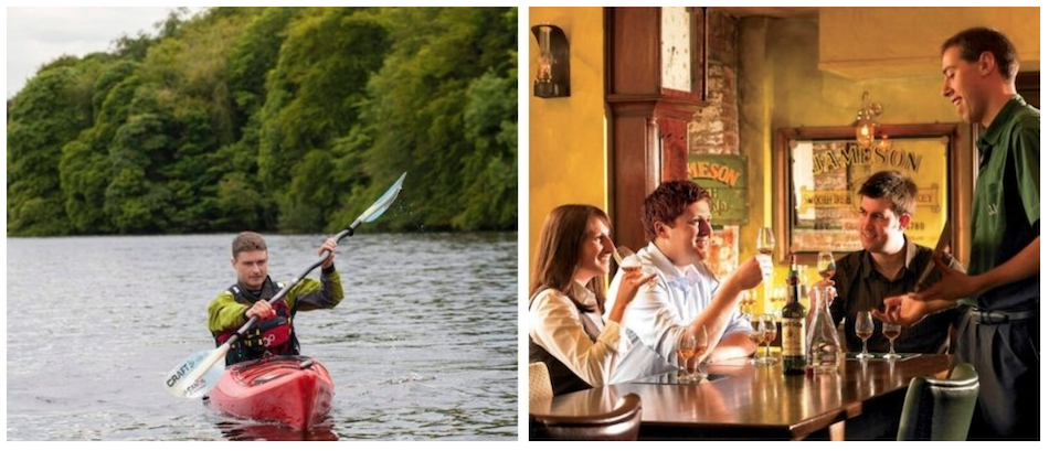 Kayaker and traditional Irish pub